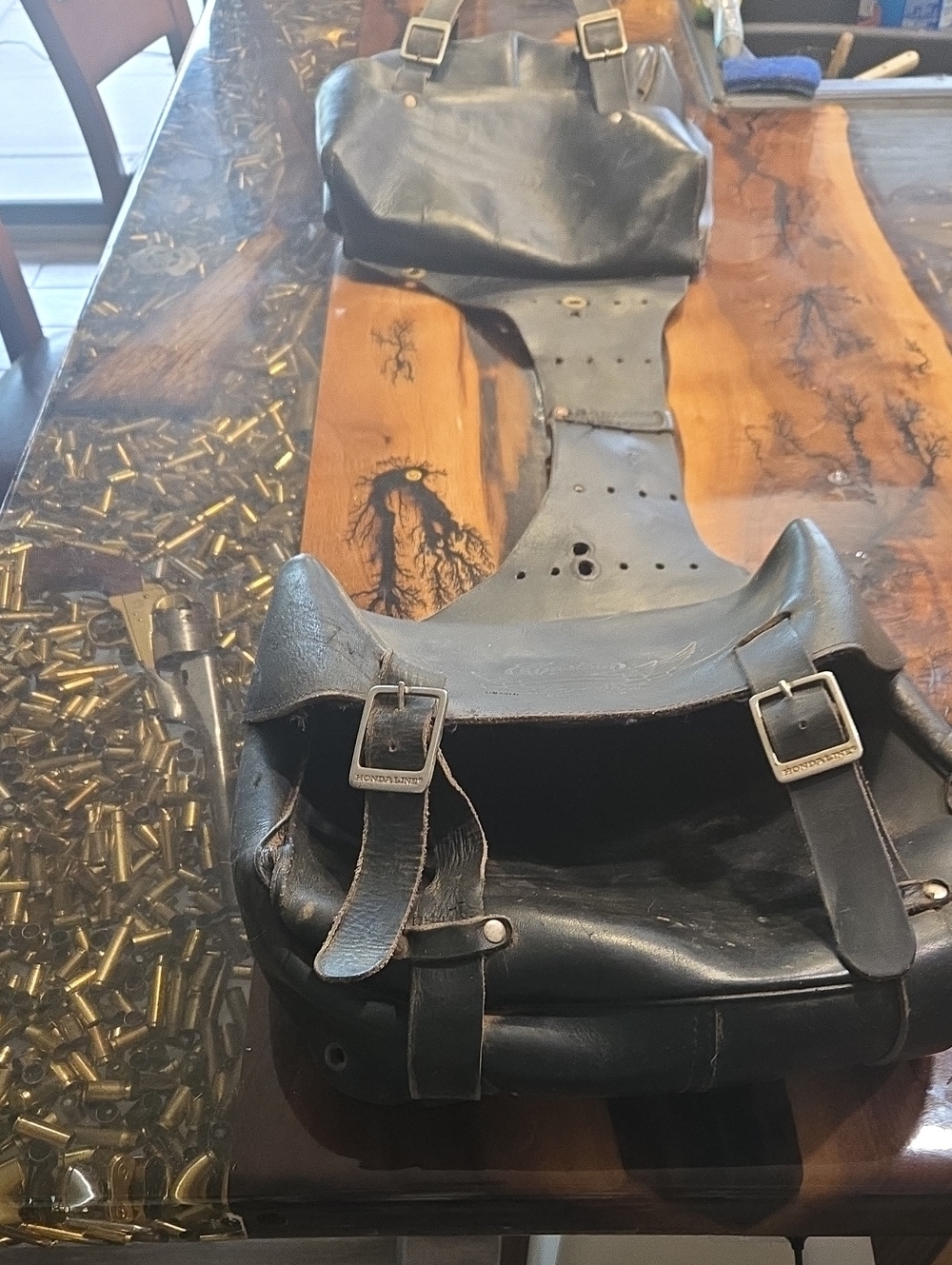 Classic Black Leather Motorcycle Saddle Tool Bag